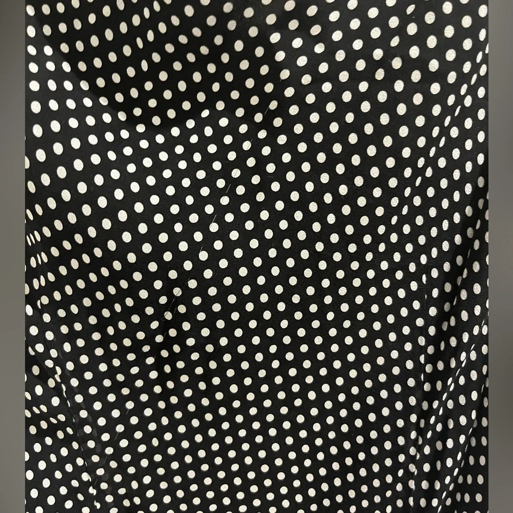 100% Silk Vintage Y2K Adrianna Papell Black and White Polka Dot Dress - Size 8 - Picture 7 of 7